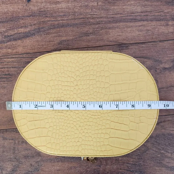 Moc Croc Medium Size Jewelry Case Yellow Zip Around Velvet Lined - Picture 6 of 10
